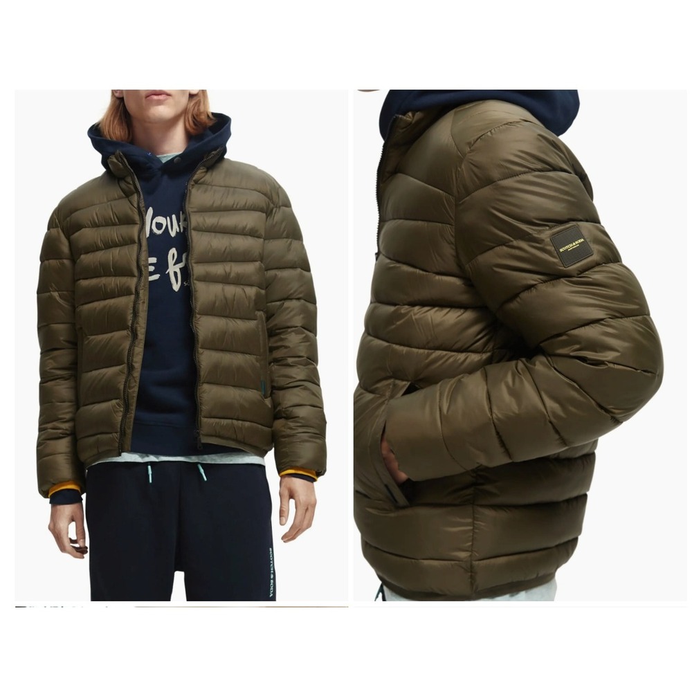 Scotch & Soda Mens Puffer Olive Green Repreve‎ Jacket Gorpcore Size M